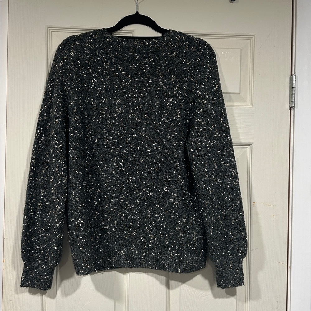 LOFT Charcoal and Cream Knit Sweater - Picture 2 of 3